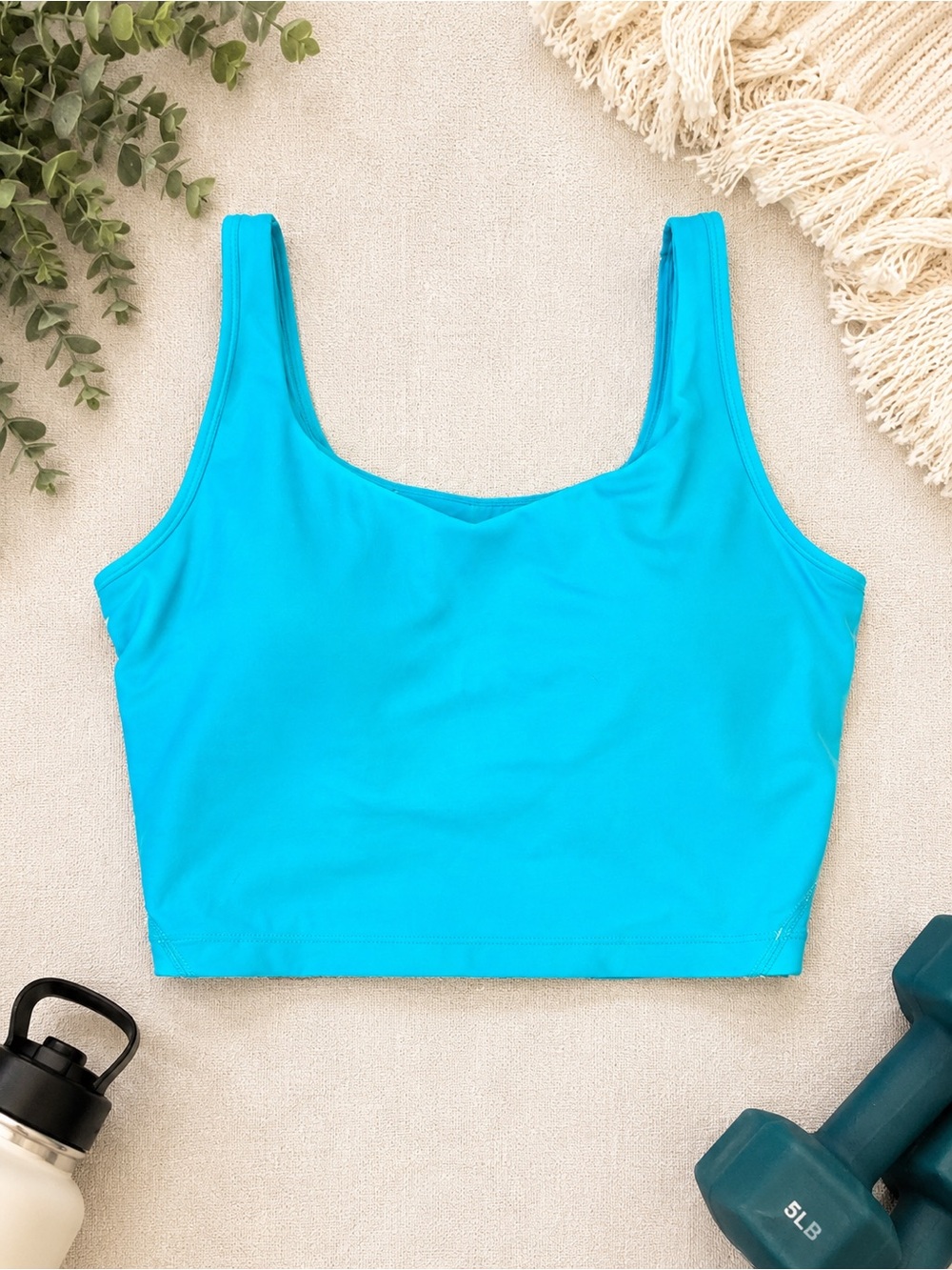CRZ YOGA Longline Turquoise Athletic Crop Tank/Bra Support Activewear Size M